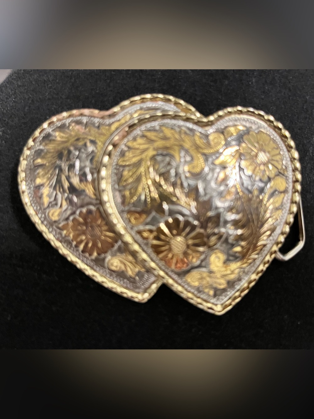 Handcrafted Two-Tone Heart Decorative Accent - Gold & Silver BELT BUCKLE